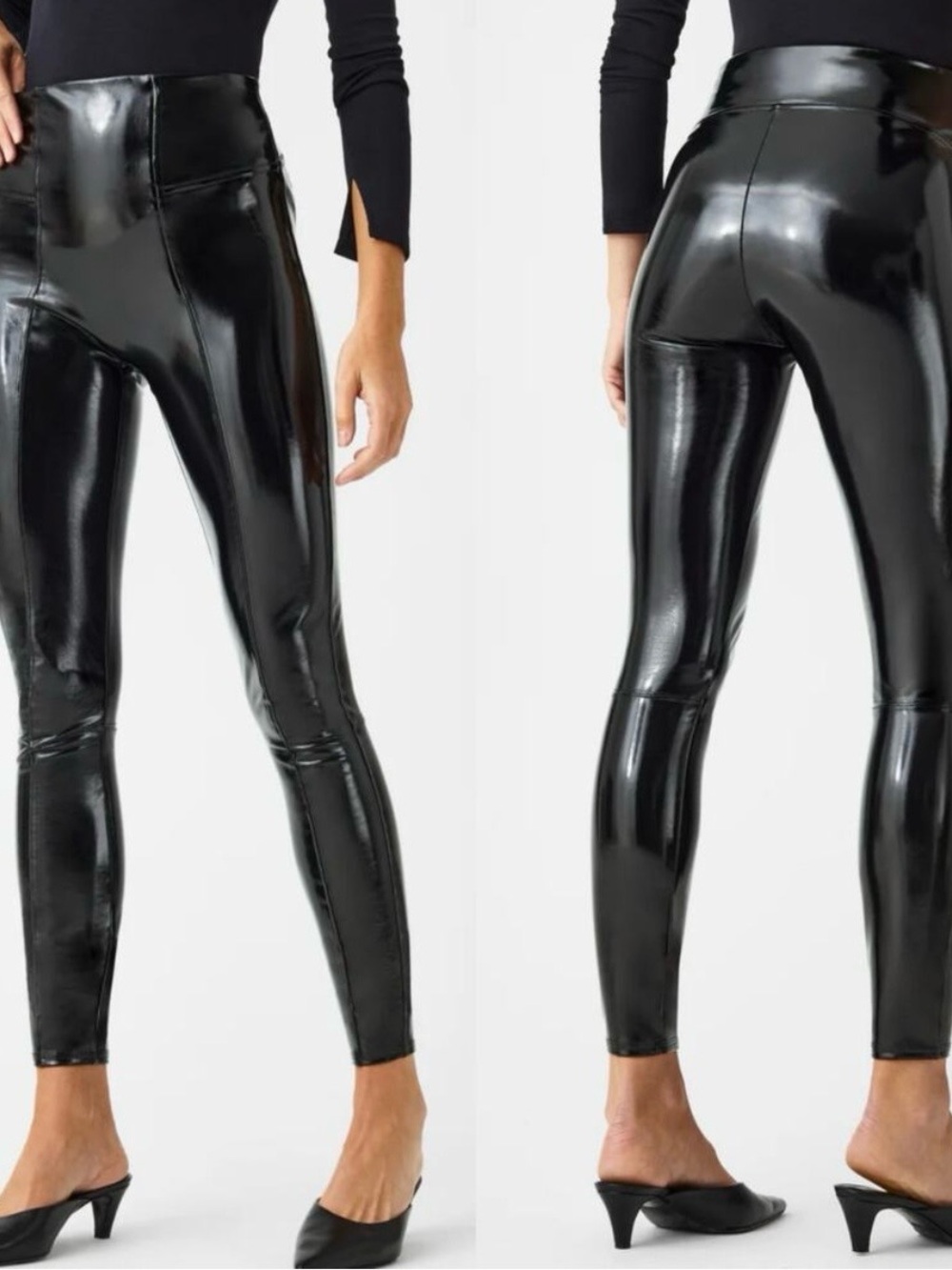 SPANX Black High-Shine Faux-Leather Leggings